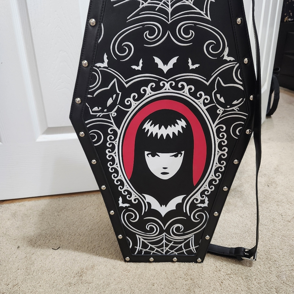 Gothic Coffin-Shaped Bag with Black and Red Design